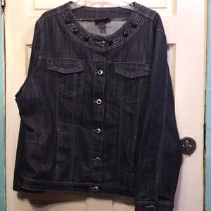 Ashley Stewart Embellished Jean Jacket Size 18 W